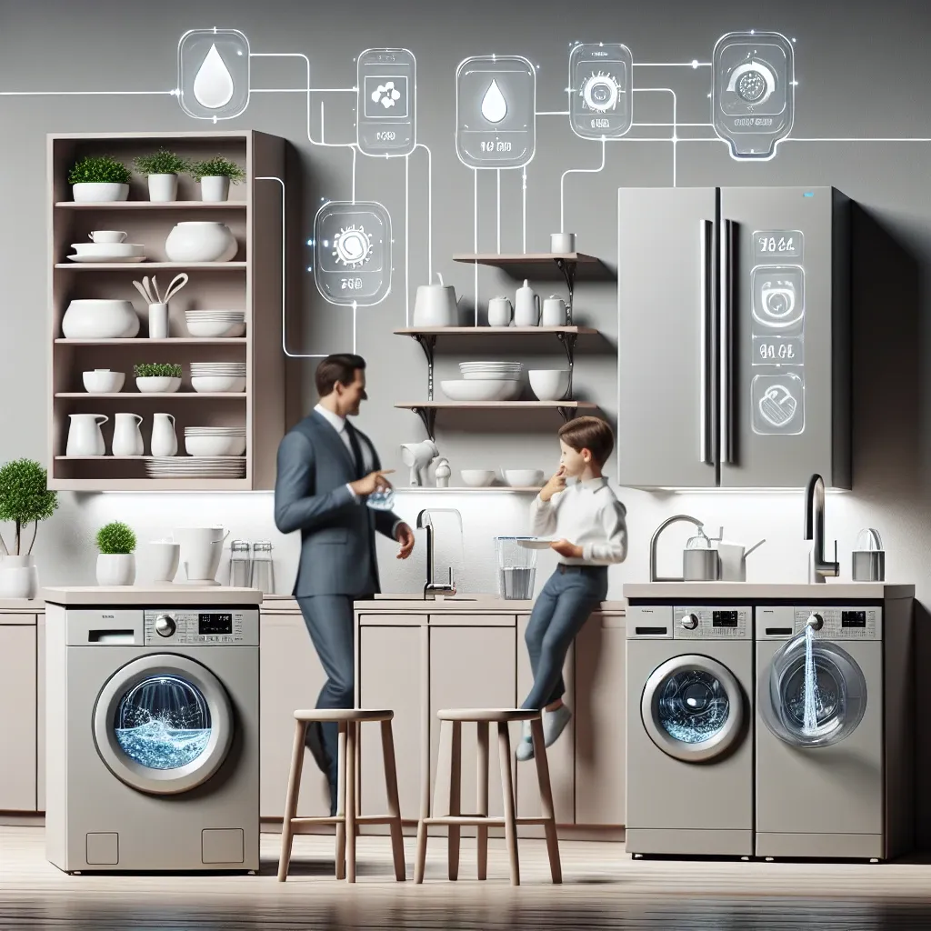 "Samsung smart home appliances showcasing innovative water conservation technology, emphasizing eco-friendly design and modern features for sustainable living."